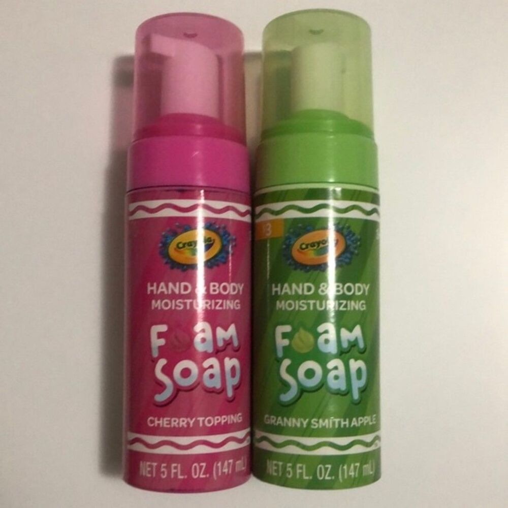 Crayola kids fun colored hand & body moisturizing soap pink cherry green apple